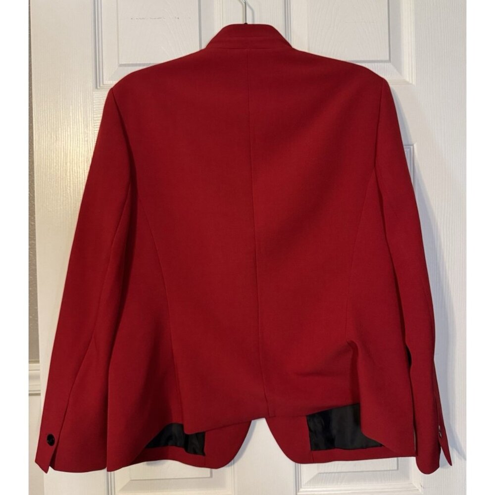 Kasper Suit Jacket Blazer 14 Red Classic 1 Button Stretch Office Career - Picture 6 of 13